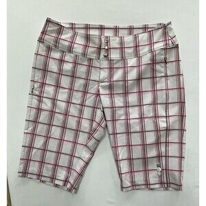 Jofit Women’s Golf Shorts Size 6 Pink Gray Plaid Bermuda Athletic Performance